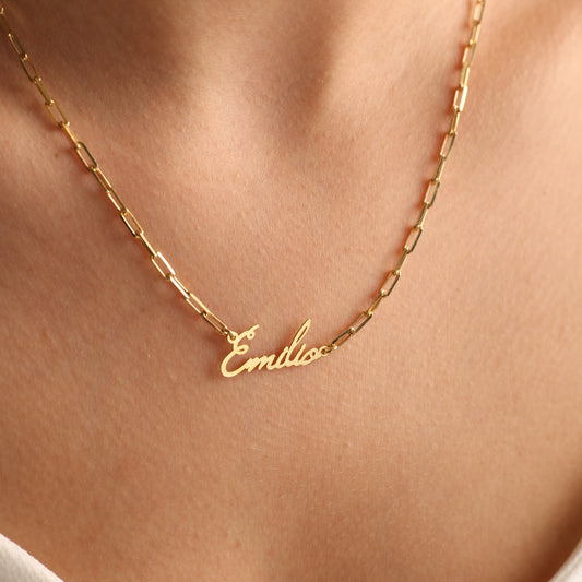 Paperclip Chain Necklace | Personalized Name Necklace Gold